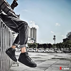 Amazon | [X-cross] クロス ハイカットスニーカー メンズ 黒 マジック