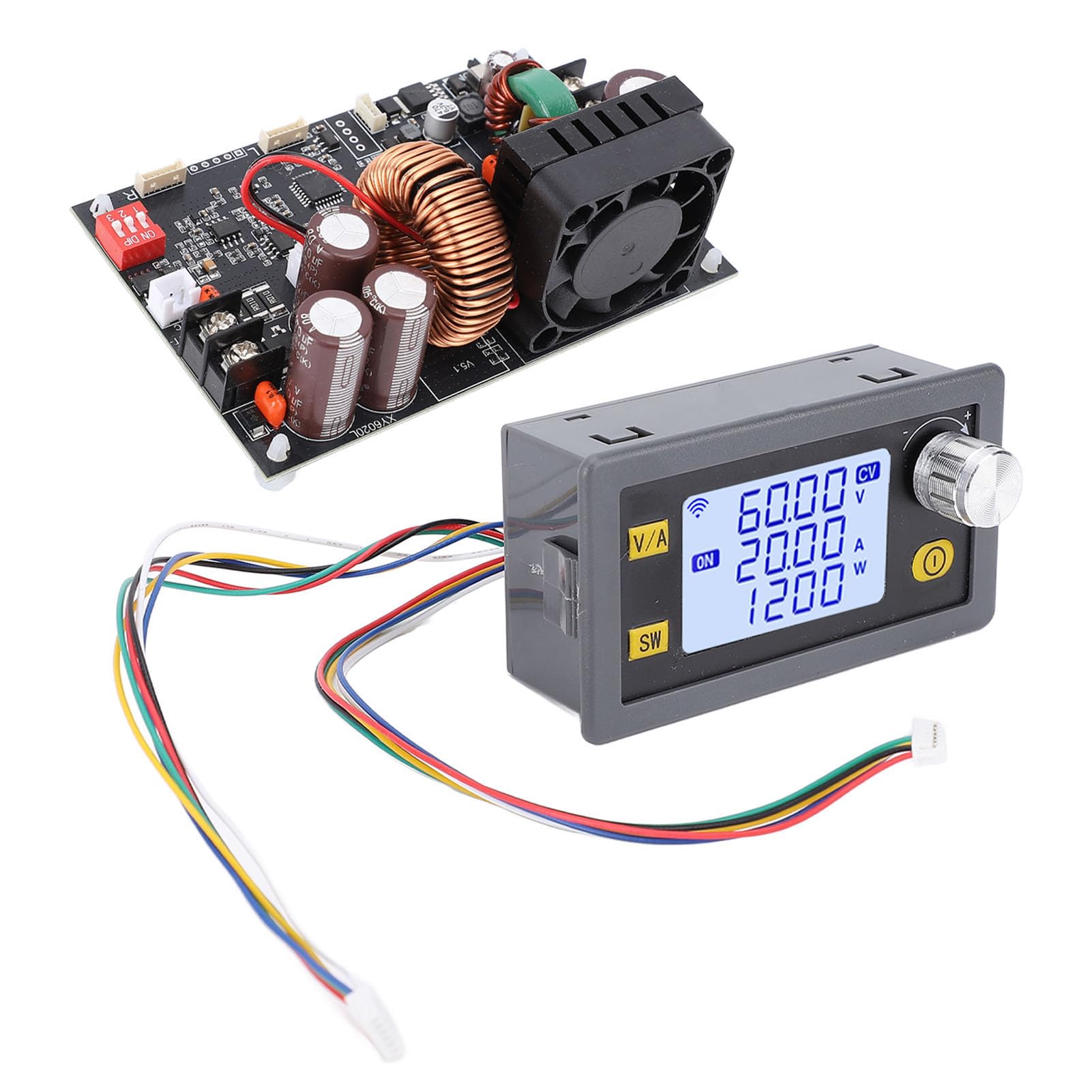 ViaGasaFamido Fuente de Alimentación de Voltaje CC Ajustable CNC, Pantalla LCD Robusta y de Enfriamiento Avanzado, 1200 W 20 A para Pruebas Electrónicas y Uso en Laboratorio
