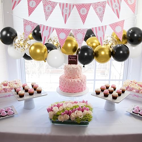 Miniatura 5 de 50 unidades de globos negros, dorados y blancos con globos de confeti de oro metálico y negro de 12 pulgadas para la graduación de la clase, Negro y