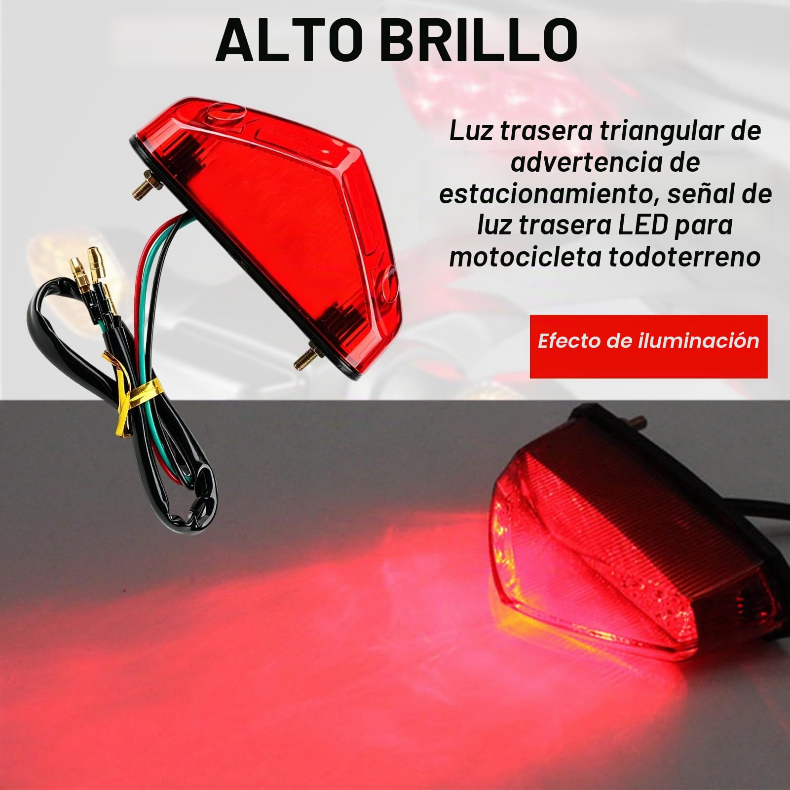 Luz Trasera de Freno de Motocicleta, Faro de Freno Universal 12V, Señal de Advertencia Impermeable de Alta Luminosidad con Carcasa ABS Robusta, para Motocicleta Scooter Quad ATV Dirt Bike