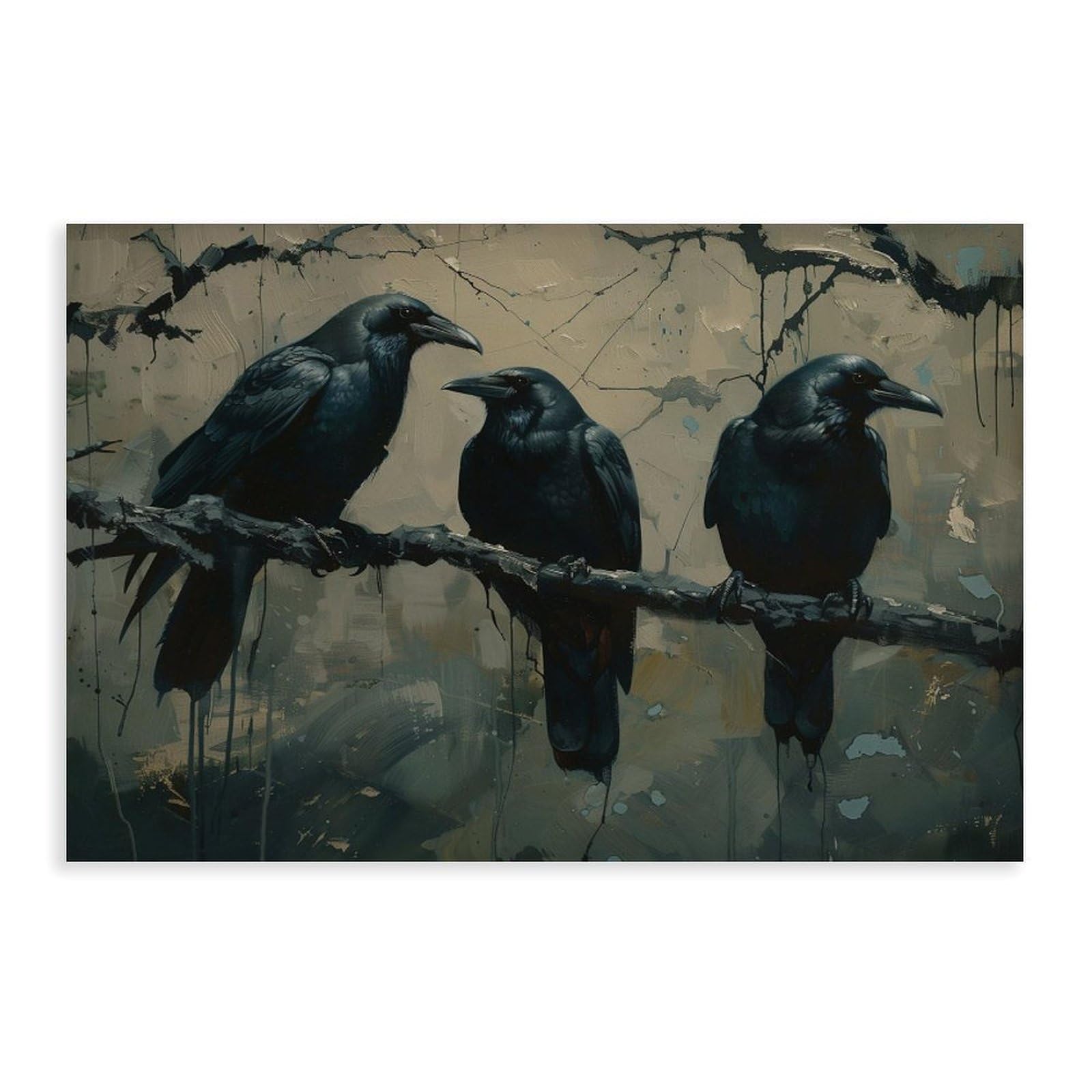 HOHHMY Raven Gothic Poster Canvas Poster for Dorm Room Decor Gift