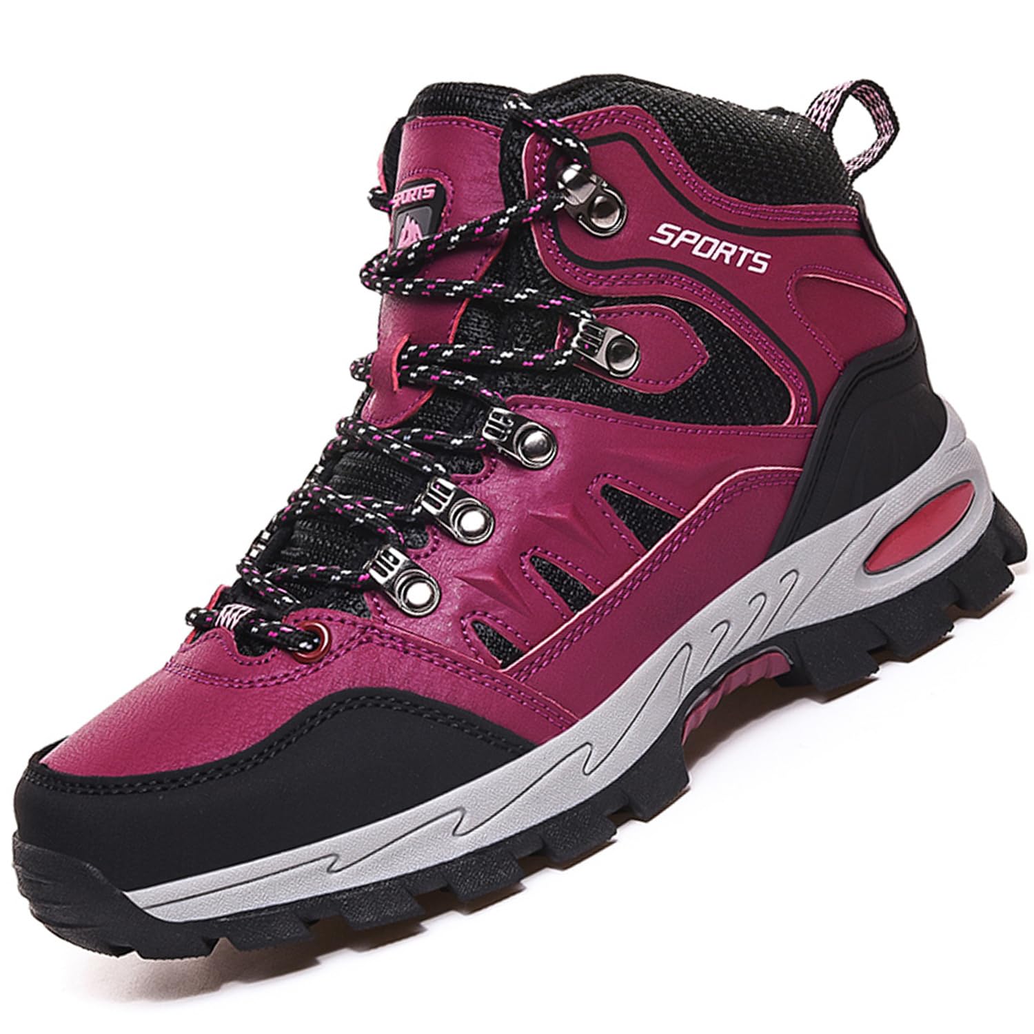 Scarpe da Escursionismo Uomo Donna Arrampicata Sportive Impermeabili Traspiranti Passeggiate Stivali per Antiscivolo Sportive All'aperto Scarpe da Escursionismo Rosa Rossa 42EU
