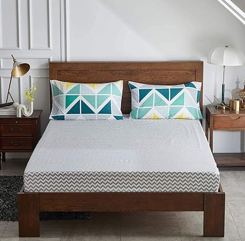 Miniatura 7 de Juego de edredón en una bolsa, 7 piezas, tamaño King, cubos coloridos, amarillo y verde, cubrecama completo transpirable de verano (1 edredón, 2