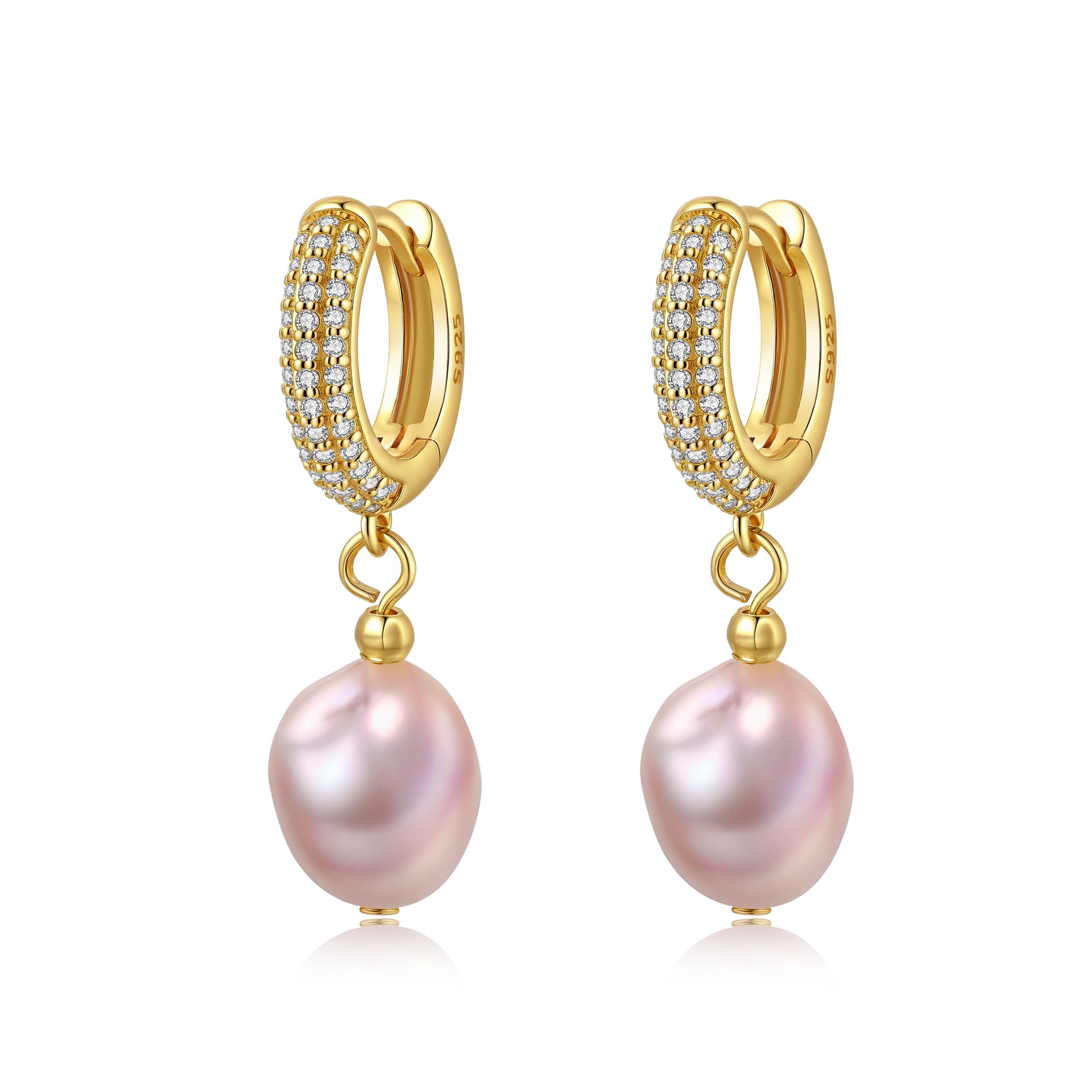 YAMI Barock Perlenkette und Barock Ohrringe Set – 10-11mm Edison Barockperlen Schmuck aus natürlichen Süßwasserperlen für Damen, mit einzigartiger Oberflächentextur – Ideal als Geschenk