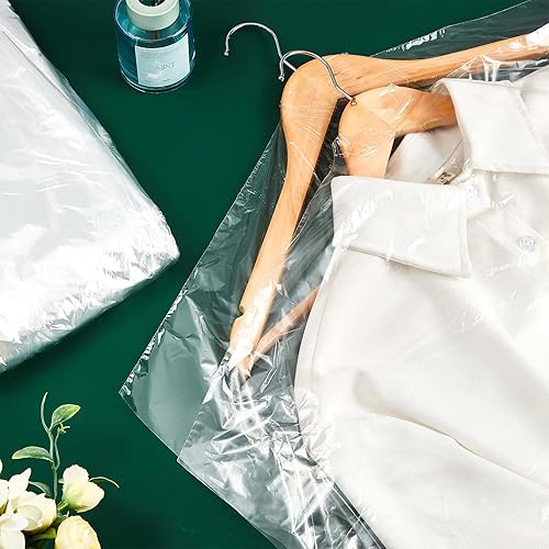 Miniatura 7 de 80 bolsas de plástico transparente de 72 pulgadas para colgar ropa, bolsas de limpieza en seco a granel para vestidos largos, bolsas de limpieza en