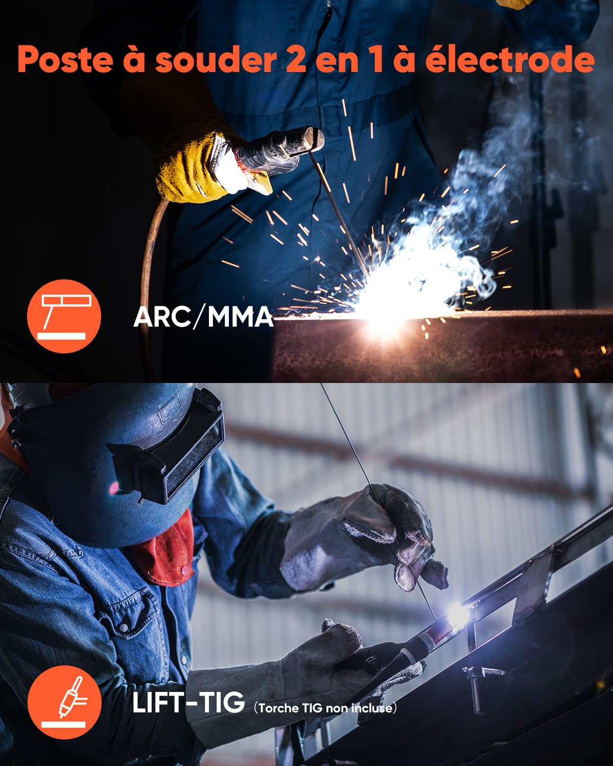 HITBOX Mini Poste à Souder Inverter 200A 2-en-1 MMA/Lift TIG - Compact avec Affichage LED - Hot Start, ARC Force - Pour Débutants et Travail à Domicile (ARC200S)