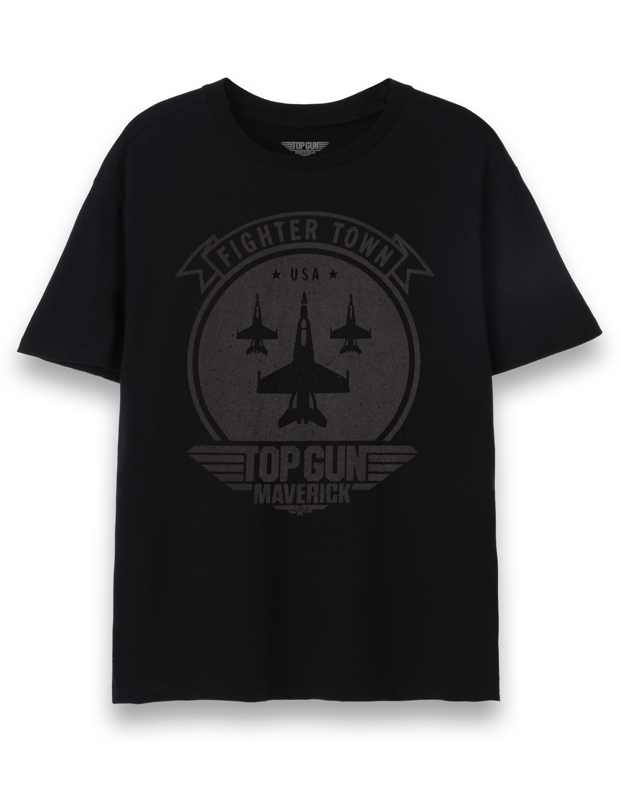 Vanilla Underground Men's Black Top Gun: Maverick Fighter Jet Graphic Print Short Sleeved T-Shirt - X-Large