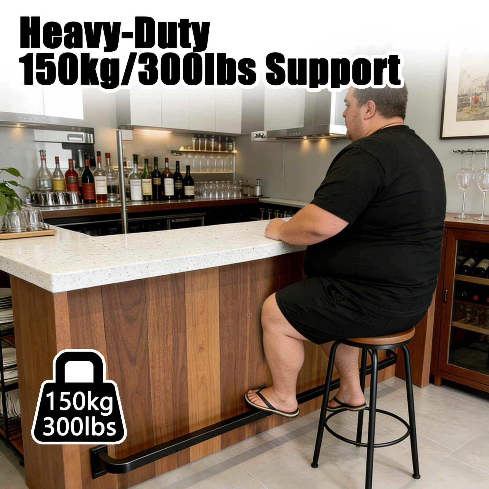 Amazon.co.jp: バー用フットレール 100/200/300/400/500 Cm ブラック