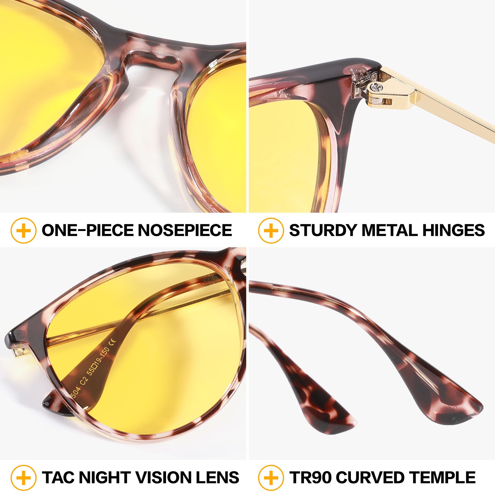Lentes de visión nocturna para mujer: TR90 antirreflejos, para conducción nocturna, reducen la fatiga ocular para conductores, lluvia, nieve y niebla