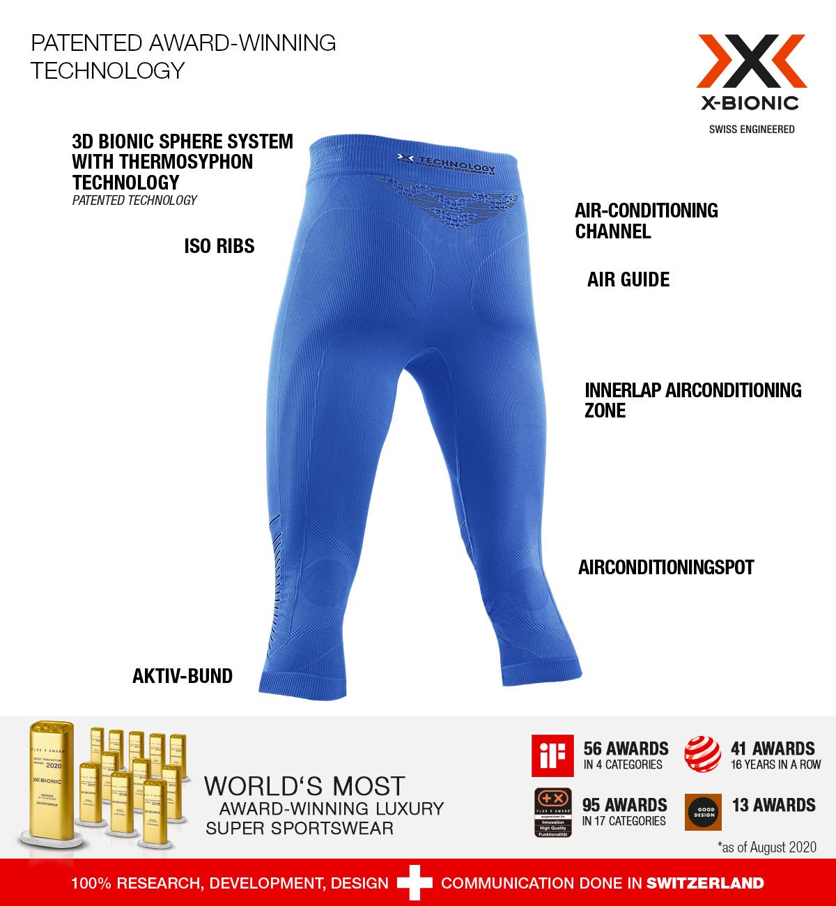 X-Bionic Energizer 4.0, Pantaloni Funzionali 3/4 Uomo