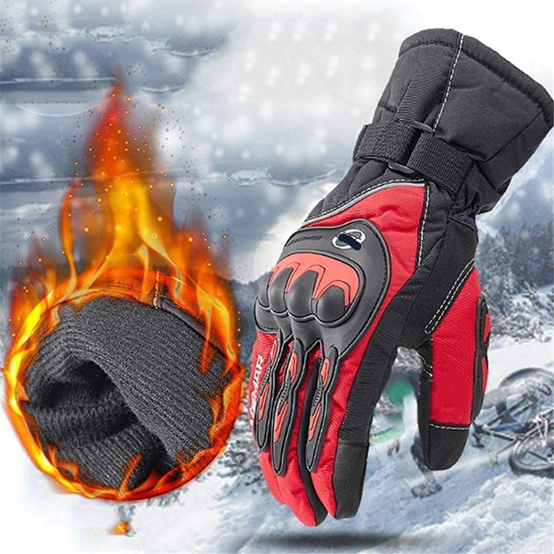 Gants de Cyclisme Gant Moto Chaud Imperméable Gant Sports De Plein Air Ski Skate Gants Moto Gant Velo (Color : Black, Size : Large)