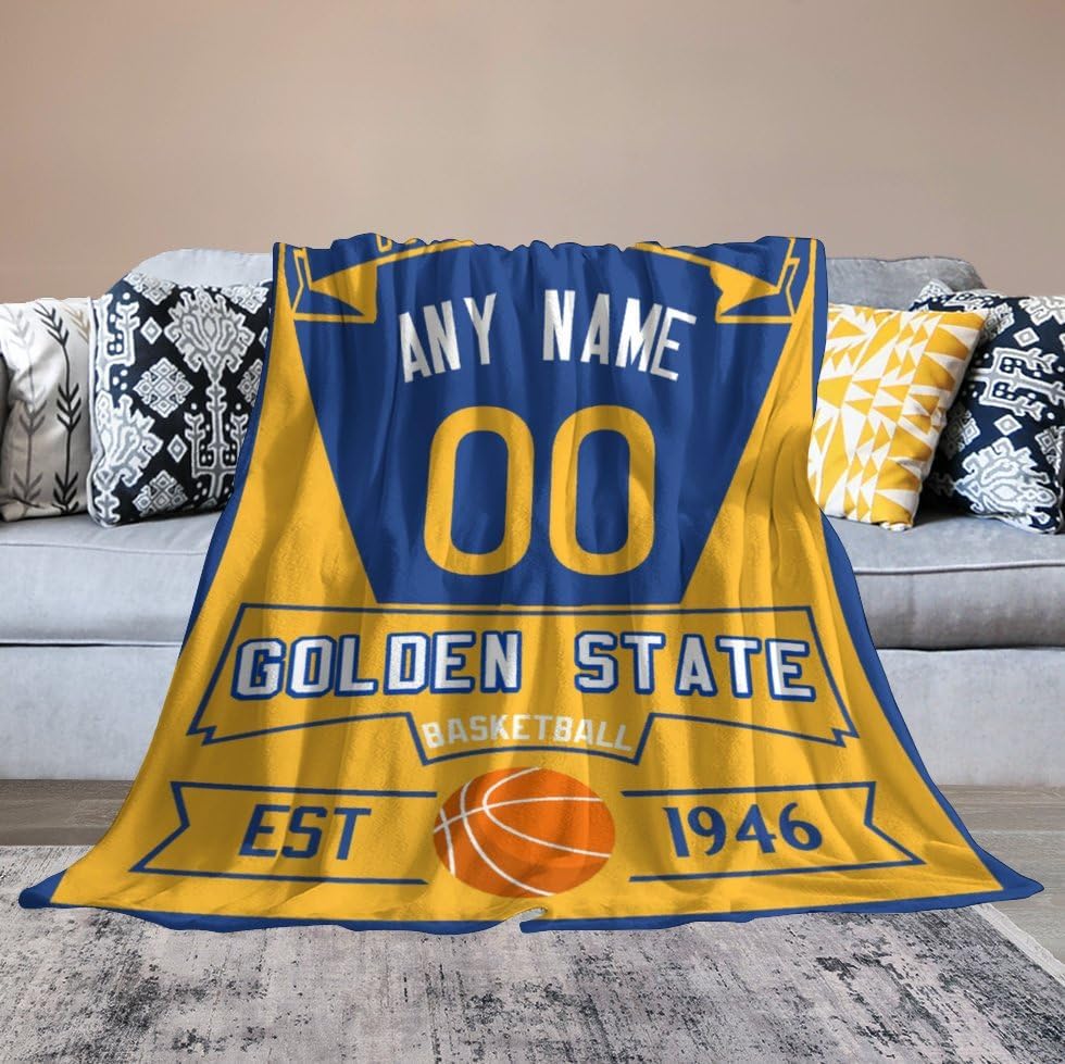 Miniatura 5 de Manta de baloncesto personalizada con número de nombre, acogedora manta de franela para hombres, mujeres, jóvenes, regalos para fanáticos