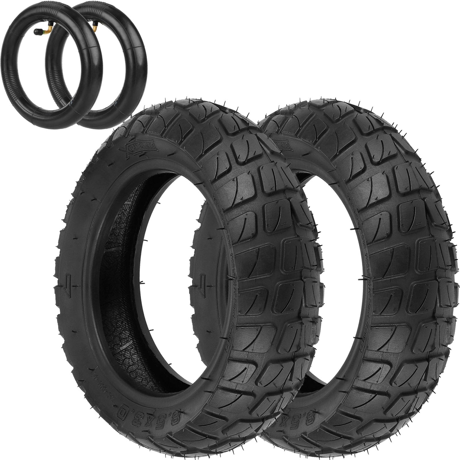 TREFAN 8,5 Pouces Roues de Remplacement 8 1/2x3 Pneu Intérieure et Extérieure Tout-Terrain 8,5 * 3 Chambre à Air pour Zero 9/VSETT 9/9+/Inokim Light 2 Trottinette électrique (2 Jeux)