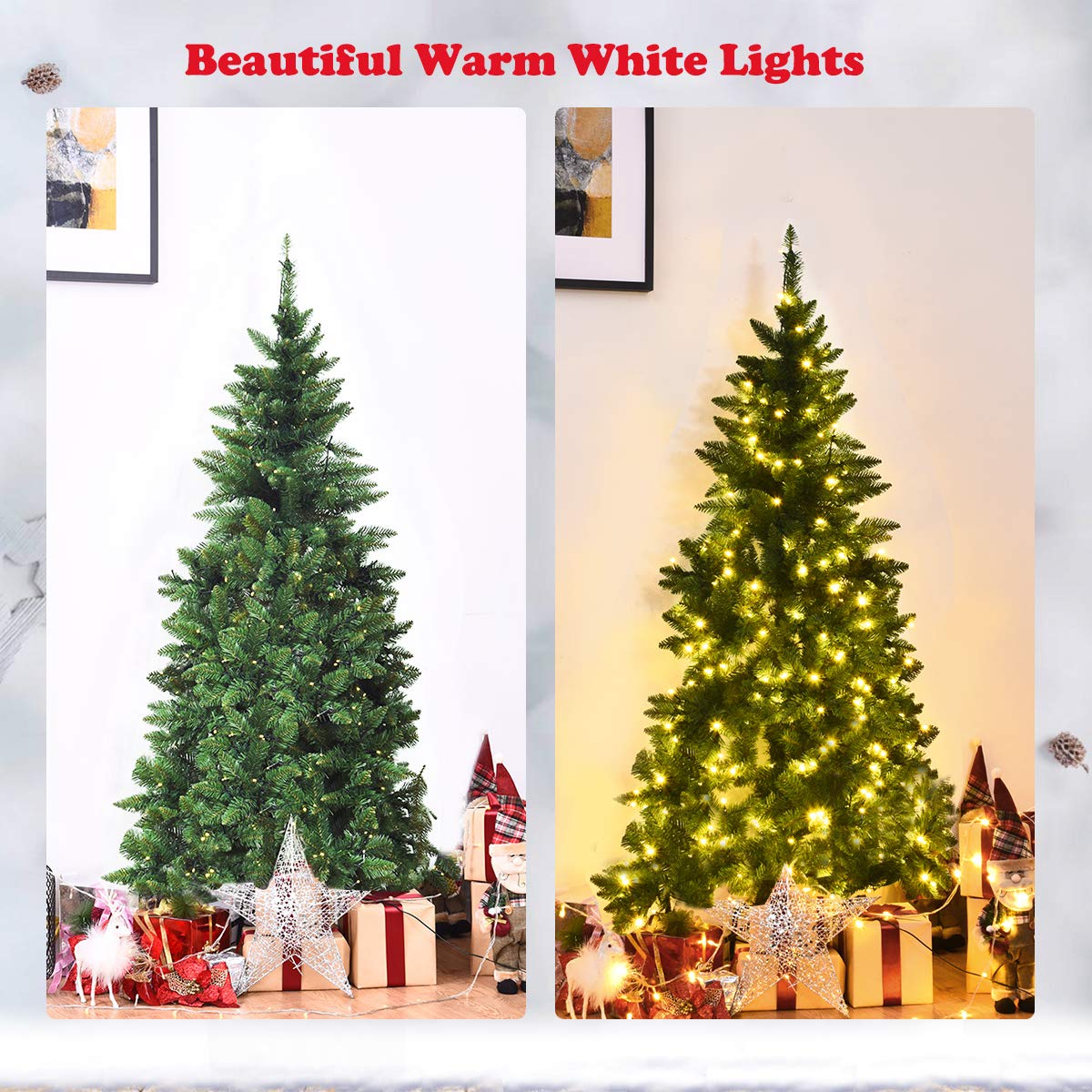 Amazon.com: Goplus 5ft Prelit Half-Shape Christmas Tree, Premium 