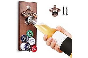 Gifts for Men Dad: Magnetic Beer Bottle Opener Wall Mounted with Auto Catch