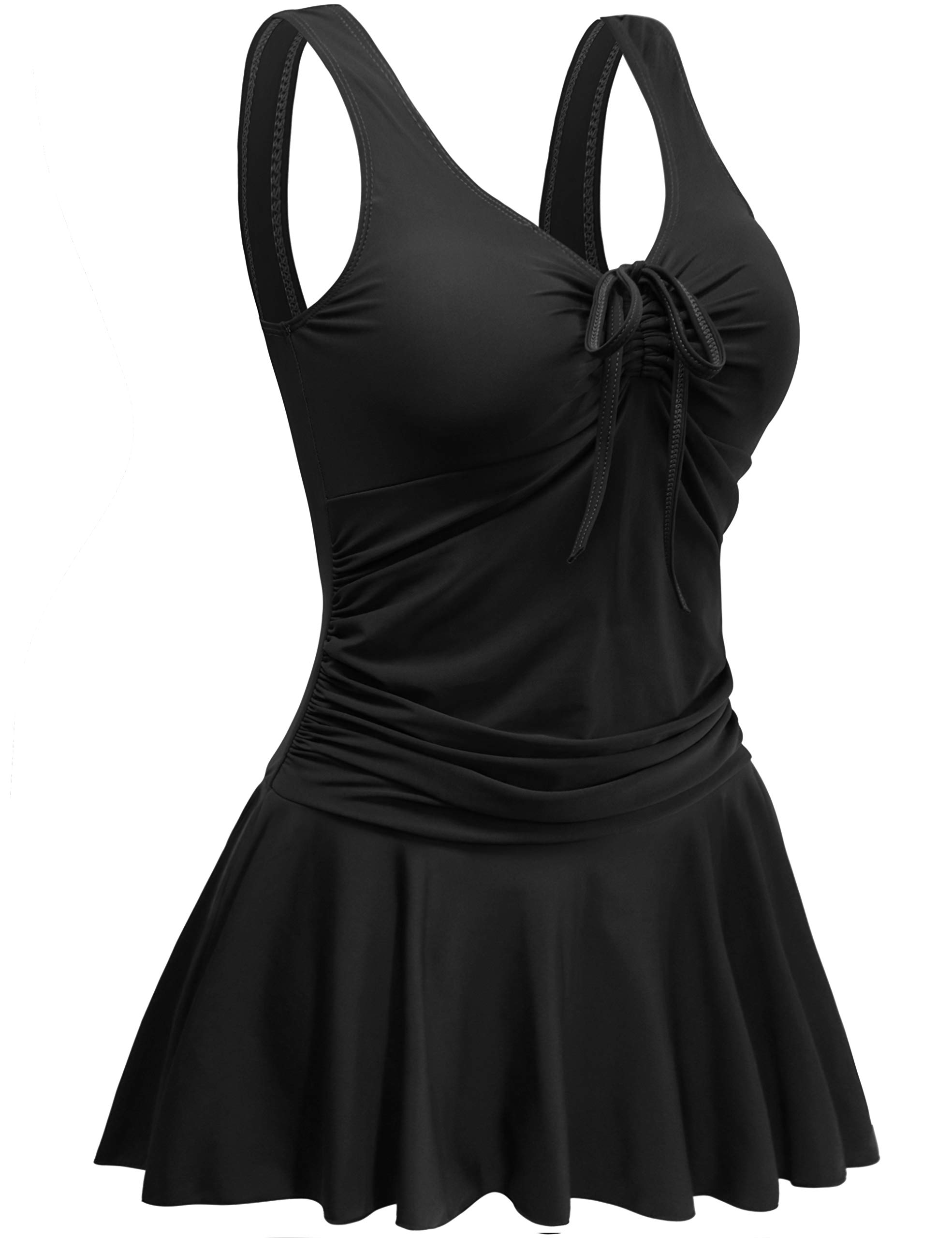 AONTUS Women's Plus Size Swimsuits for Women Female Swimming Suits Tummy Control One Piece Removable Padding Tankini