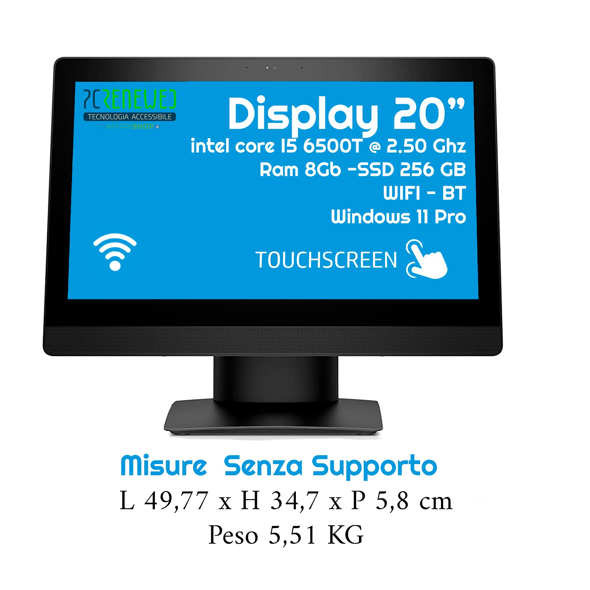 HP Pantalla táctil todo en uno Intel I5 6500 8GB SSD 240 Windows 11 Desktop 20 pulgadas Wi-Fi - PC con cable completo (solo PC) (renovado)