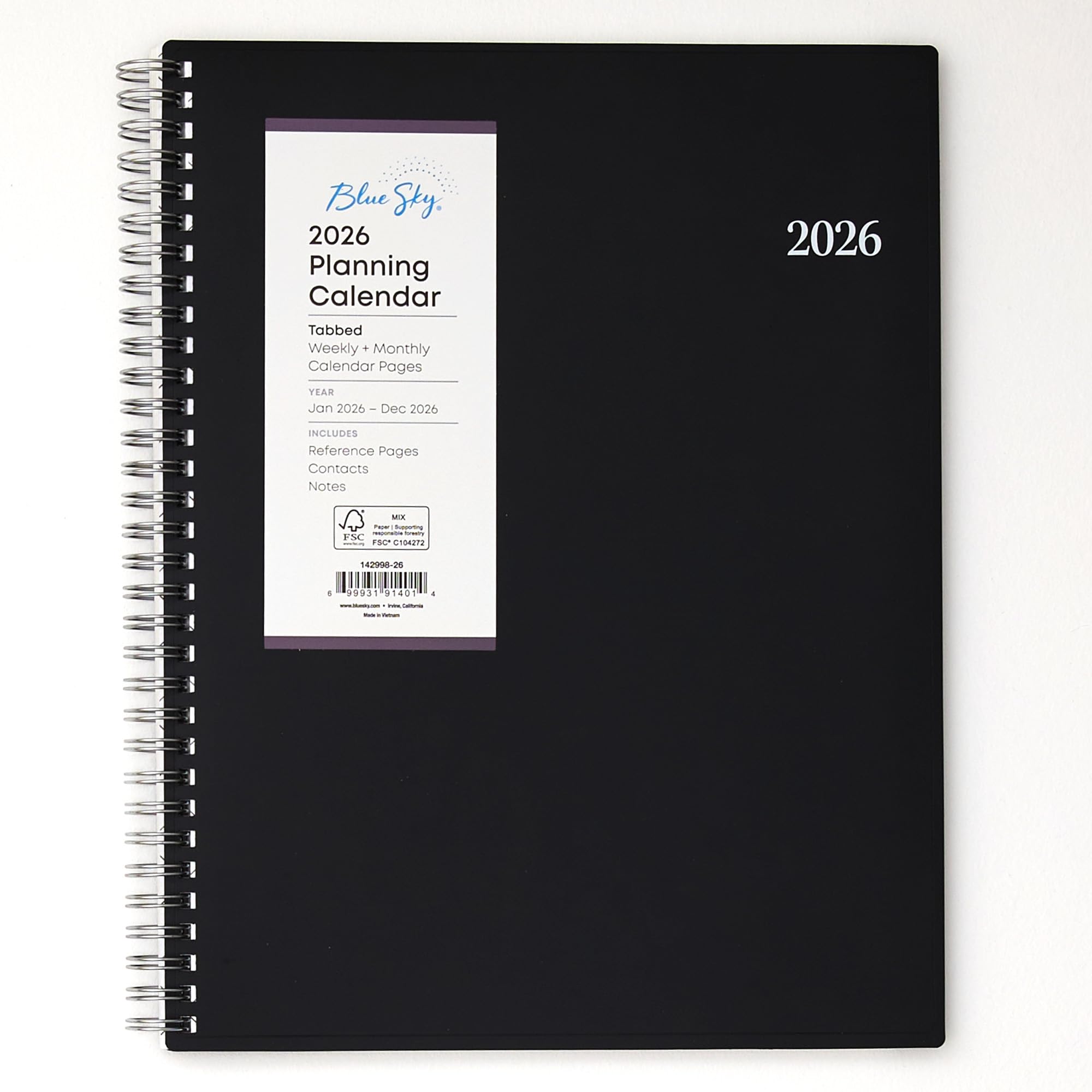 Blue Sky 2026 Weekly and Monthly Planner Calendar, January 2026 - December 2026, 8” x 10.875”, Flexible Cover, Laminated Tabs, Durable Twin Wire