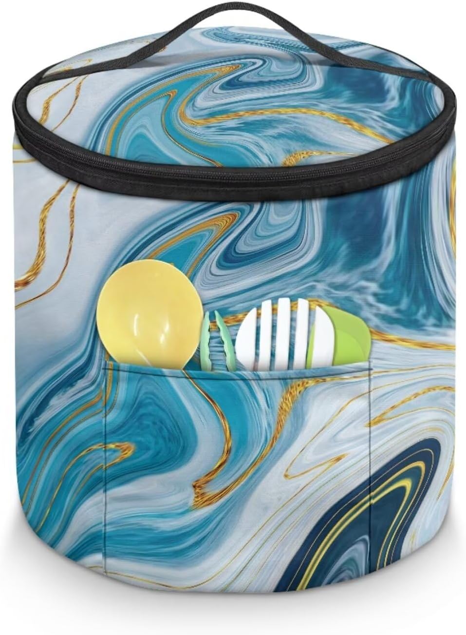 Blue Marble Texture Dust Cover Compatible with Instant Pot 6 Quart-Appliance Covers- Insulated Pressure Cooker Cover with Pockets for Kitchen Accessories Dust Bag Carrying Case