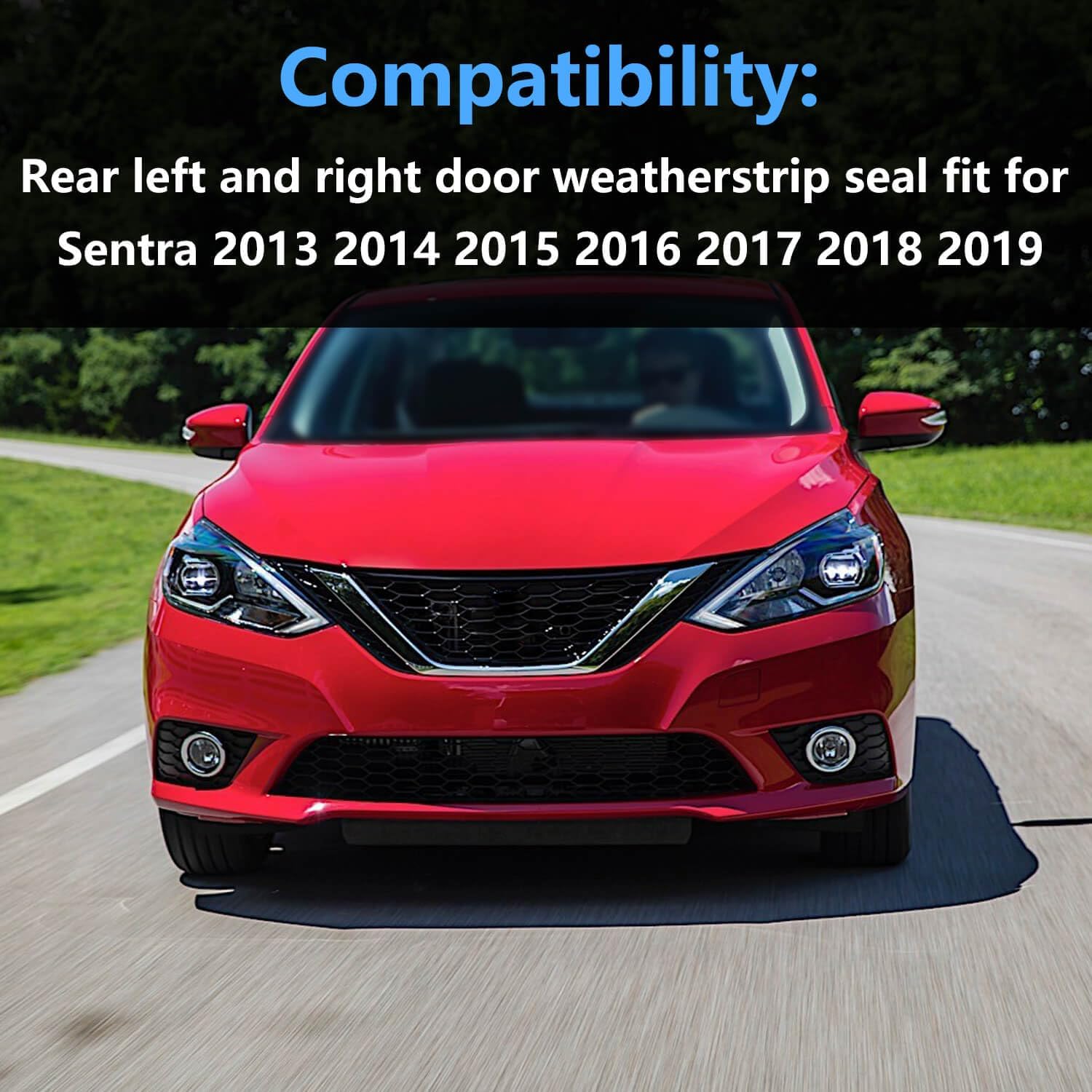 Premium Door Rubber Seal Weatherstrip Kit for Nissan Sentra (2013-2019) - Rear Left & Right - Superior Weather Protection, Noise Reduction - Replaces OEM 82831-3RA0A-A11, 82830-3RA0A-A11