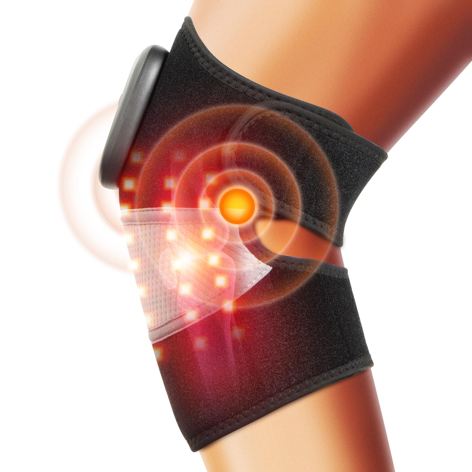 Kabelloses Knie - Massagegerät Mit Rotlicht Heizbare Kniebandage Arthritis Schmerzlinderung 3 - in - 1 Heizkissen Vibrationsfunktion Für Knie, Schulter, Ellbogen 5000 mAh Akku Bandage