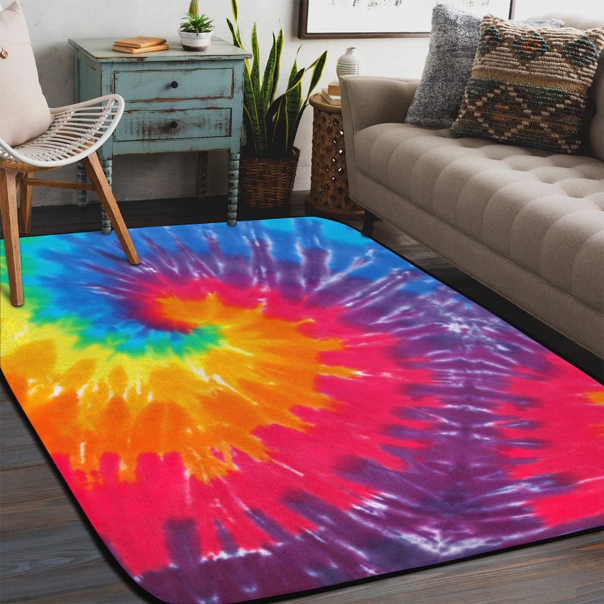 5' x 7' Swirl Tie Dye Abstract Art Super Soft Area Rug for Kids Baby Nursery, Carpets for Entryway Living Room Kids Room, Room Decor for Baby