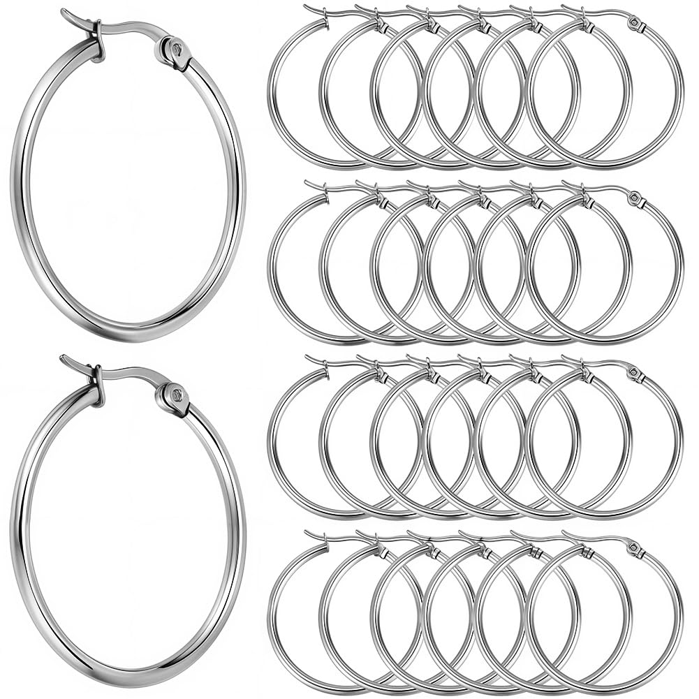 Boucles d'oreilles créoles en acier inoxydable hypoallergénique de 30mm pour loisirs créatifs