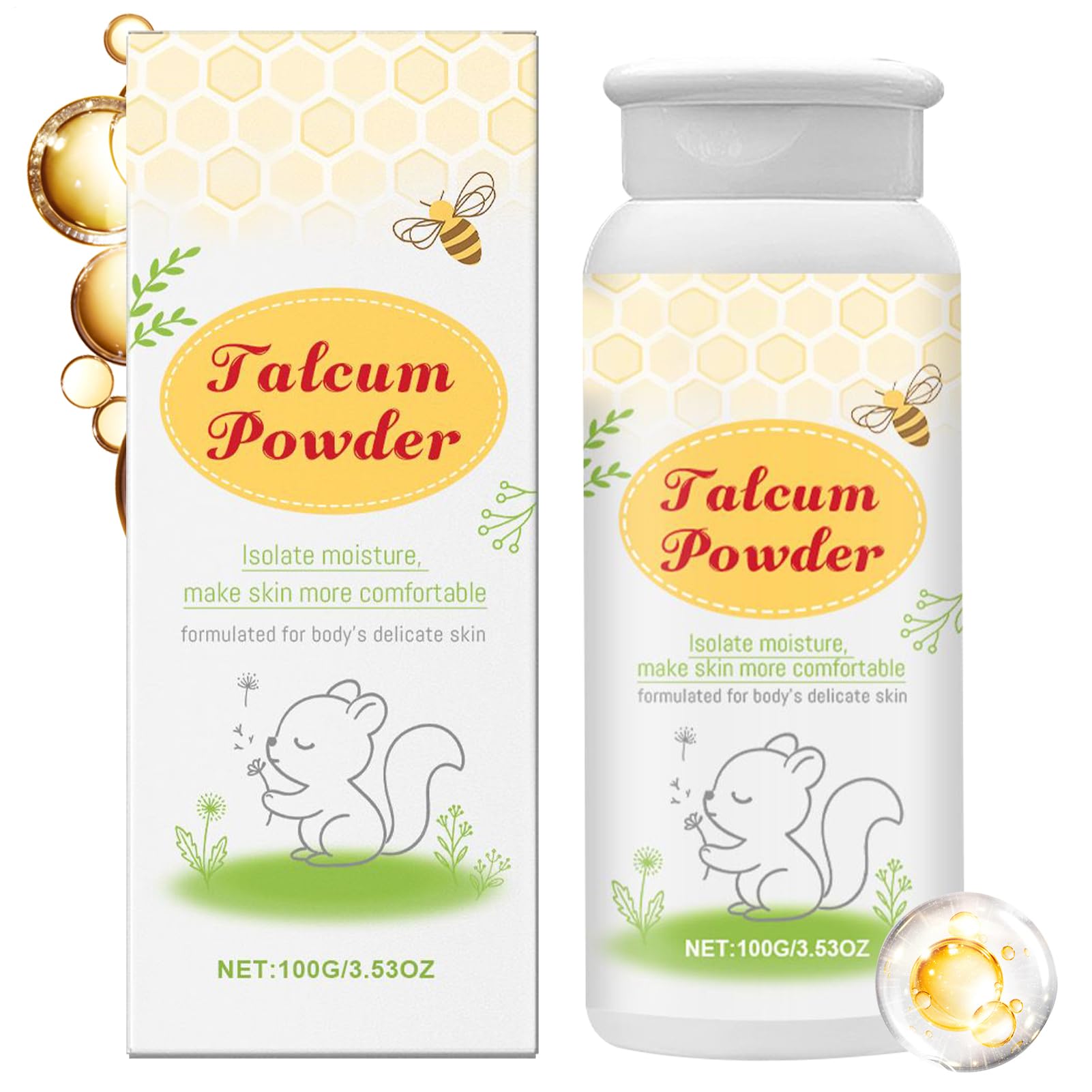 Polvo corporal de almidón de maíz, polvo de cuidado calmante, eficaz, para la piel delicada, uso diurno y nocturno, ideal para niños y niñas, 1.97 x 1.97 x 5.12 pulgadas