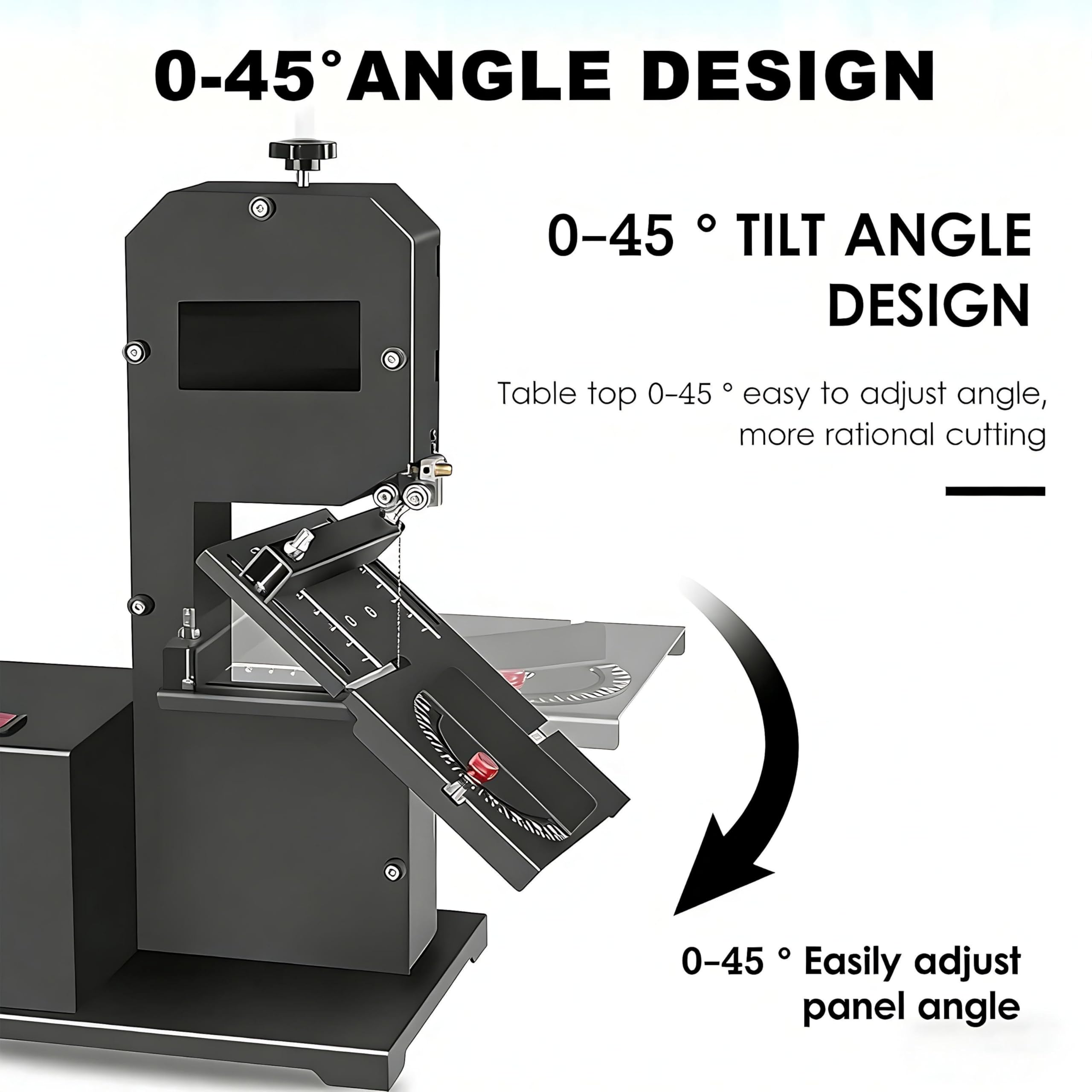 Seghe a Nastro da Banco Elettrica per Lavorazione Legno,Sega da Tavolo,Altezza di Taglio 70 Mm,Taglio Dritto,Curvo,Ad Arco E Multi-Angolo,velocità 1750 Giri/min,per Levigatura E Lucidatura