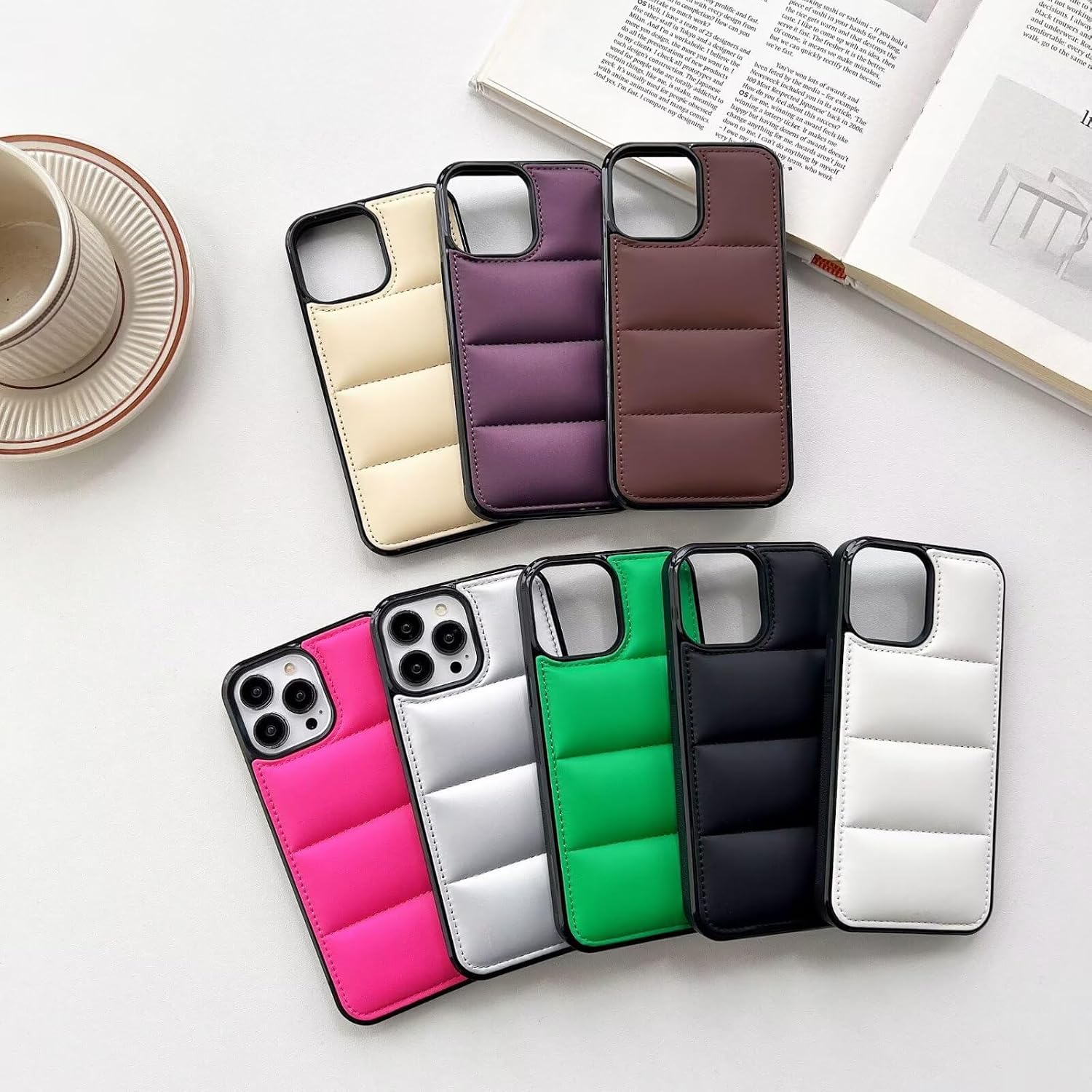 Case for iPhone 12 Mini,Solid Color Luxury Down Jacket Soft Unzip Sofa Silicone Puffer Touch Cloth Protection Shockproof Girls Women Phone Case for iPhone 12 Mini,5.4 inch 2020 (Purple) image 2