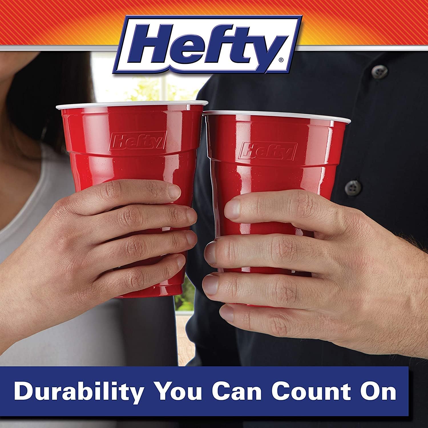 Hefty Easy Grip Disposable Plastic Cold Cups, Red, 18 Ounce, 50 Count (Pack of 6)