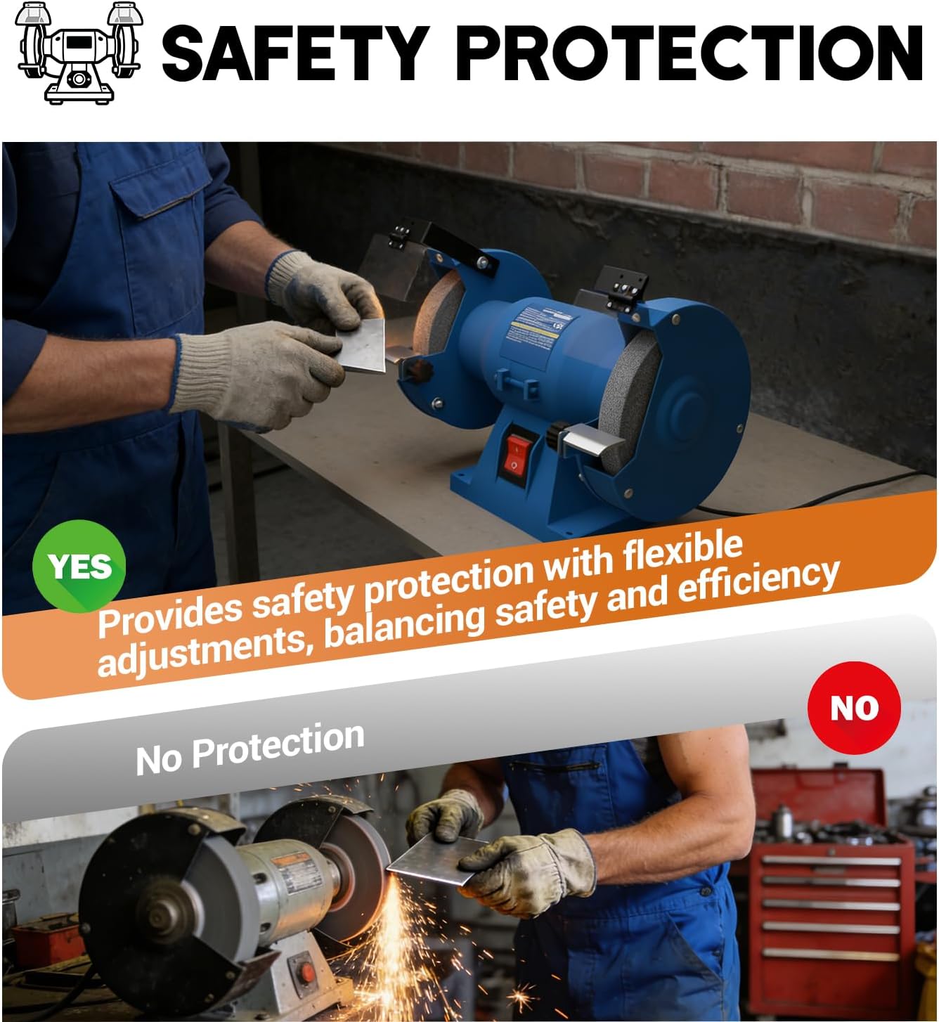 Universal Bench Grinder Shields - Sold as Pair, Eye Shield Mounting Assembly for 8-inch Baldor Bench Grinder (Black)