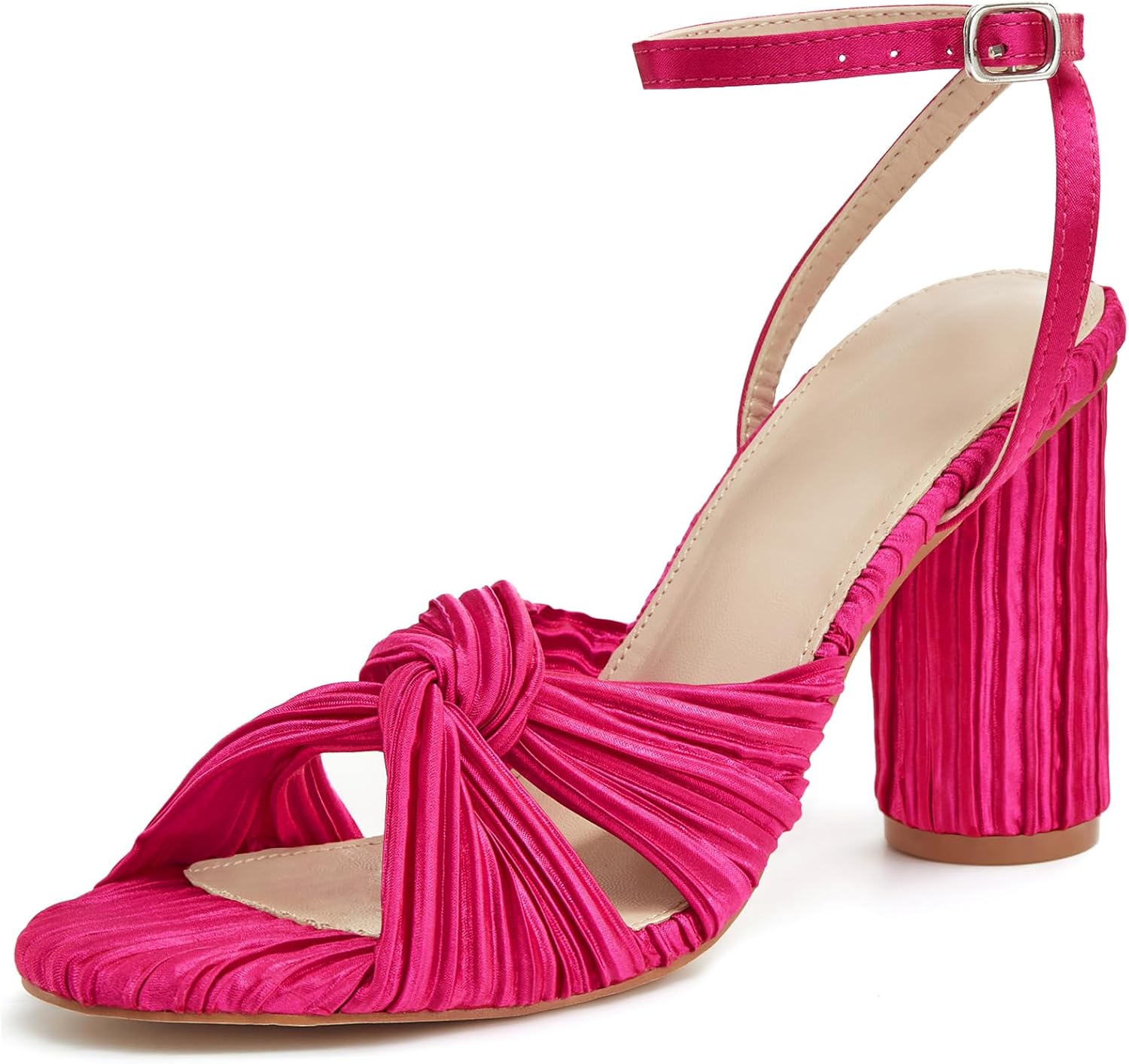 Jauoop Women's Heeled Sandals - Pleated Bow Knot