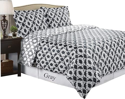 Miniatura 4 de Royal Tradition Silky Sierra - Juego de funda de edredón de 300 hilos, 100% algodón, tamaño KingCalifornia King, color gris con blanco