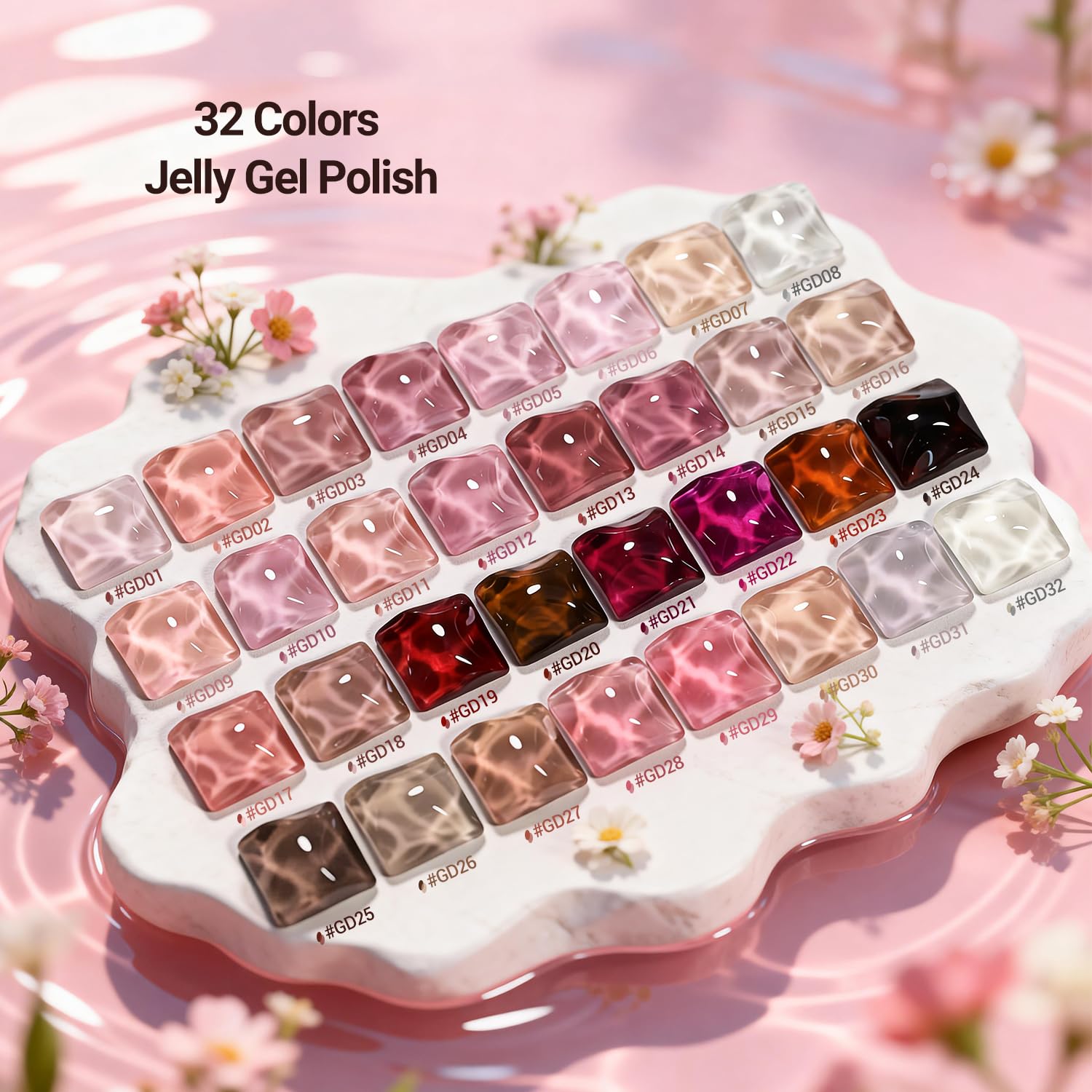 JODSONE 36Pcs Jelly Gel Nail Polish Kit with 4 Functional Gel for All Seasons