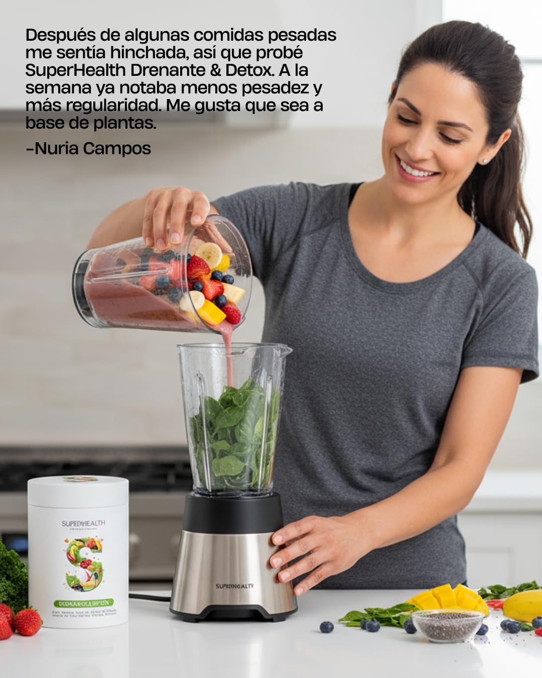 Drenante & Detox Natural (Para 30 dias) Elimina Líquidos y Toxinas, Reduce Retención de Líquidos y Celulitis – Depurativo Vegano sin Gluten – Favorece Digestión, Tránsito Intestinal y Ligereza