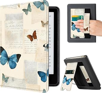CoBak Case with Stand for TCL 6.8 inch E-Book Reader -Cover with Auto Sleep Wake,Card Slot,Hand Strap Feature,Butterfly
