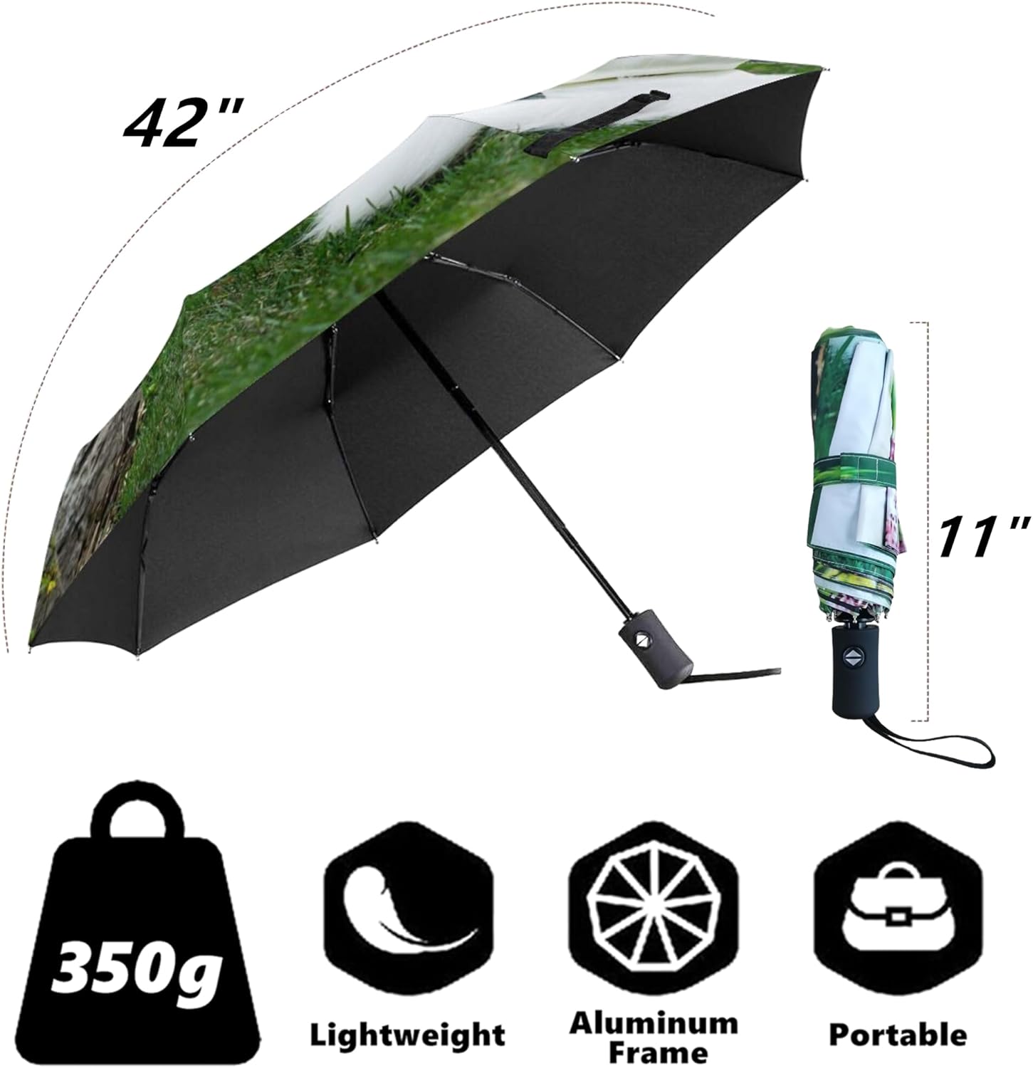 Custom Umbrellas with Logo or Photo, Personalized Folding Compact Umbrella with Design, Customizable UV Travel Umbrella Automatic Open Close for Women & Men or Gift
