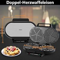 YASHE Szív alakú dupla gofrisütő, 1200W, 5 hőfok, tapadásmentes bevonat 6