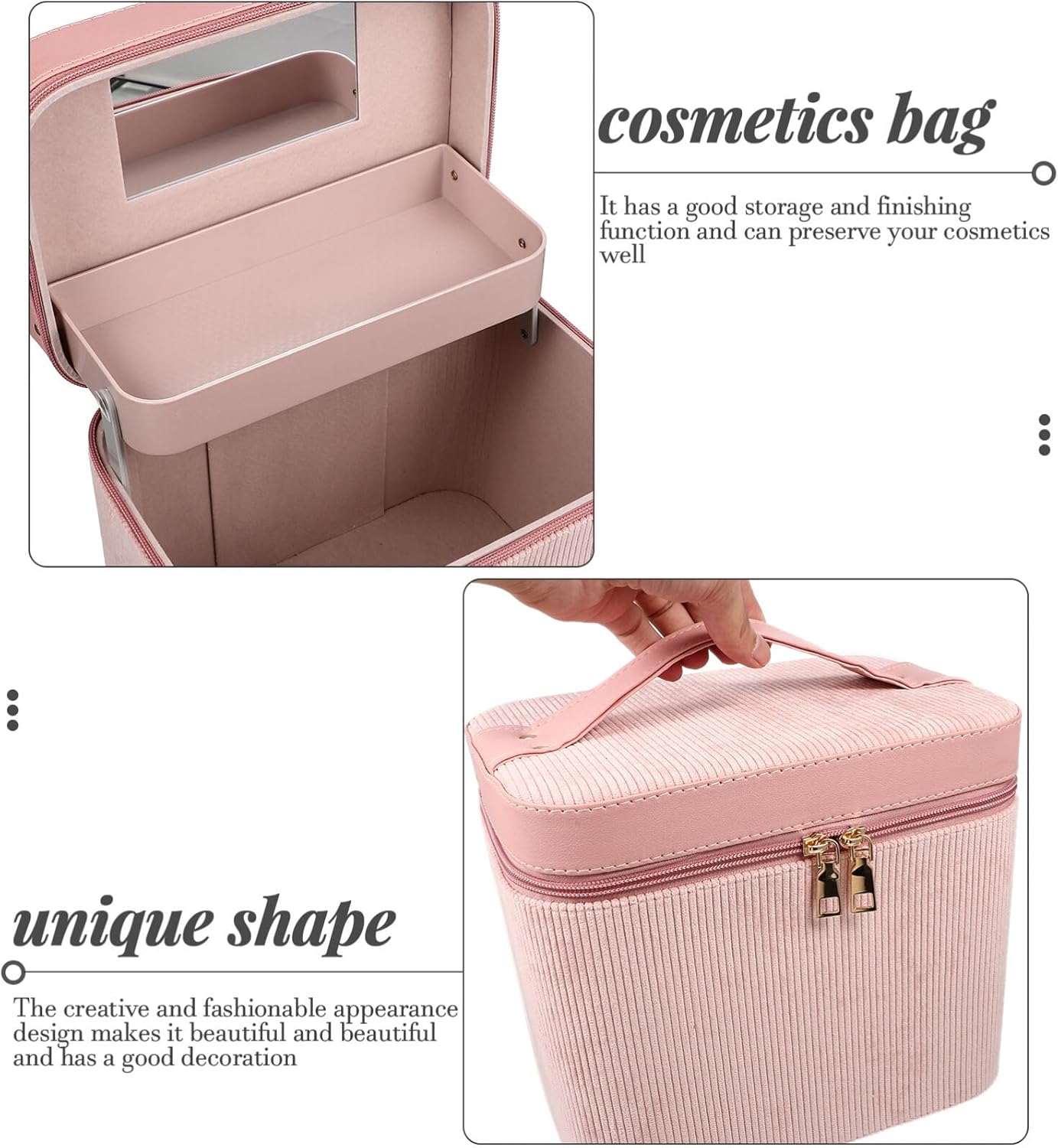 Mipcase Large Capacity Cosmetic Case Portable Makeup Bag Cosmetics Organizer Bag Dual-layer Cosmetics Case Handheld Makeup Bag Cosmetic Cases for Traveling Cosmetic Bags for Women Jewelry