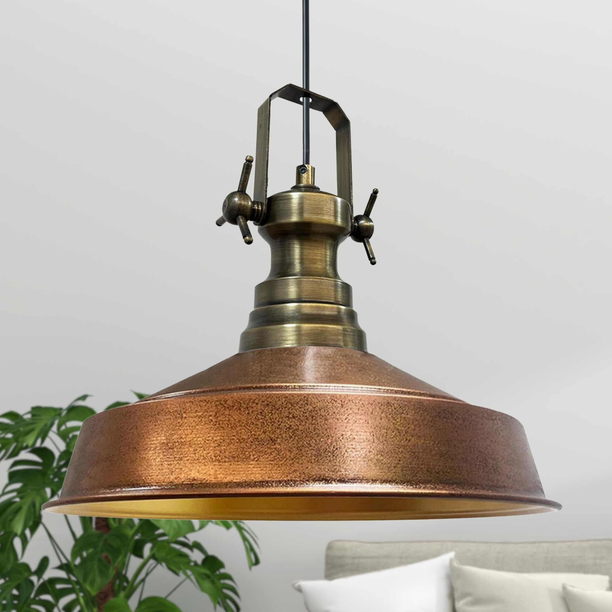 bamyum Asletl Hanging Lamp Industrial Pendant Light, 40 cm Lamp Shades, Modern Metal Kitchen Island Lights, E27 Pendant Lamp for Living Room and Dining Room, Colour of Copper Pendant Light — image 1