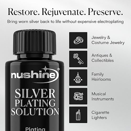 Miniatura 4 de Nushine Solución de chapado en plata de 5.1 oz (5.1 fl oz), placa permanentemente de plata pura sobre plata desgastada, latón, cobre y bronce