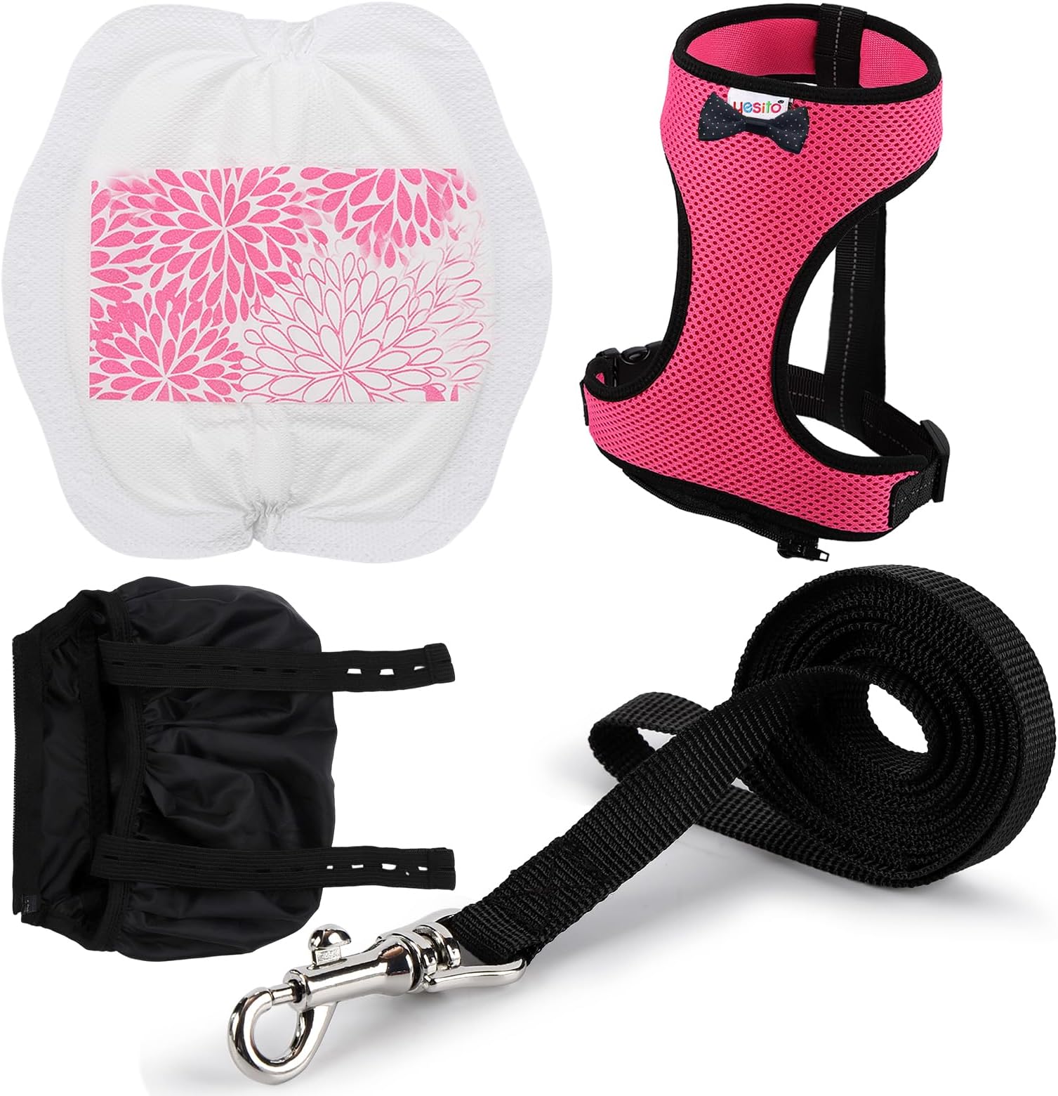 Yesito Adjustable Chicken Harness Diaper (5.4ft Leash) – Breathable & Washable Secure Training for Hens, Ducks & Chicks | Outdoor Walking & Discipline Solution (Months, Pink)