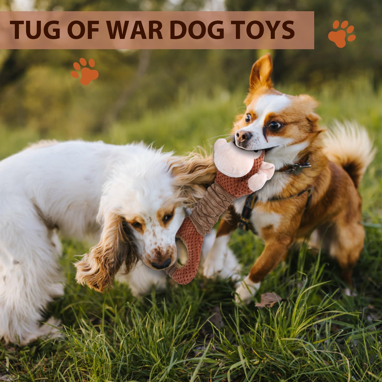 Letsmeet Juguetes para perros medianos y grandes, juguetes de peluche para perros con papel arrugado y chirriador, juguetes interactivos para dentición, reducir el aburrimiento, regalo para mascotas