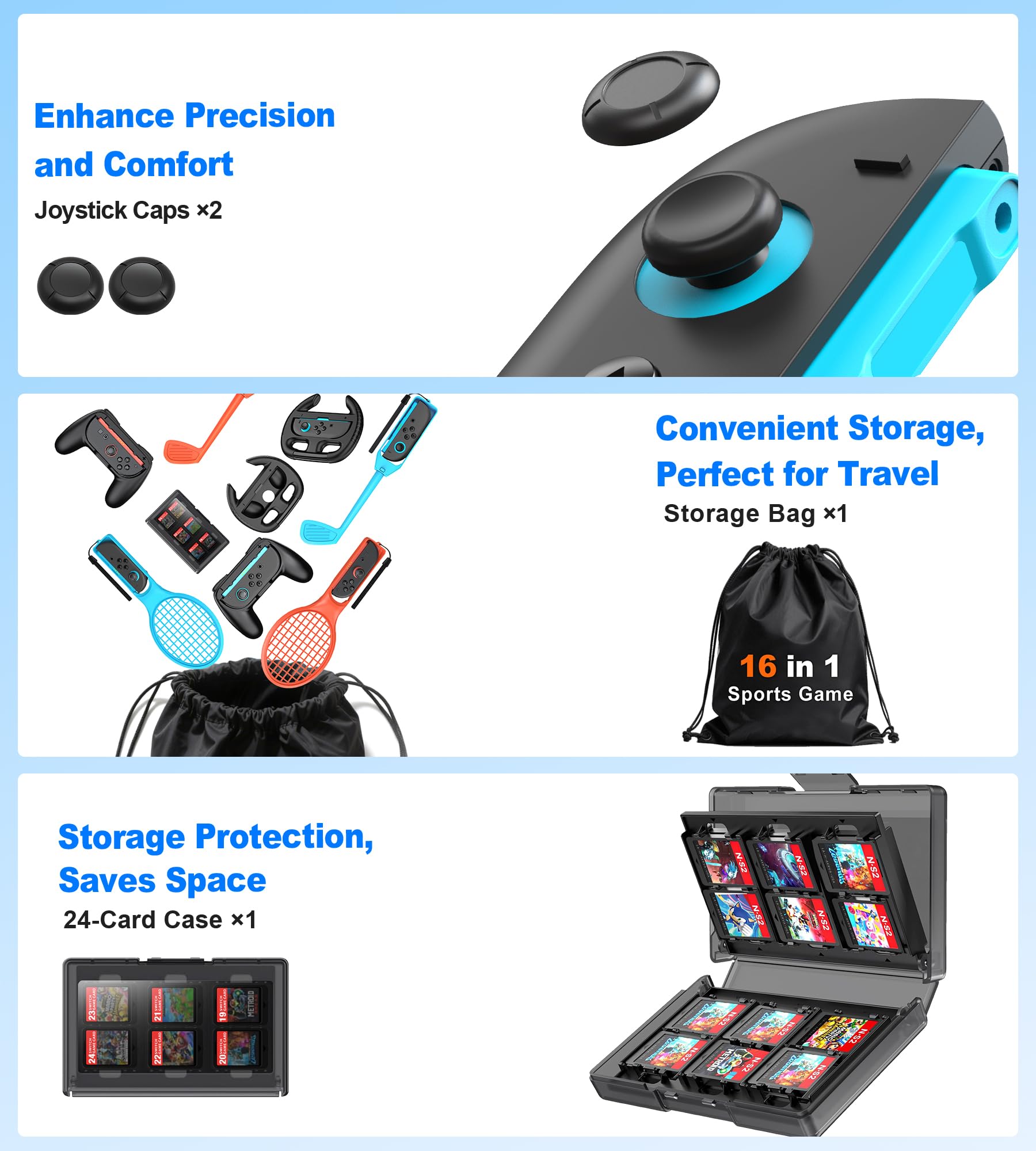 Accessori sportivi 16-in-1 Switch per giochi Switch