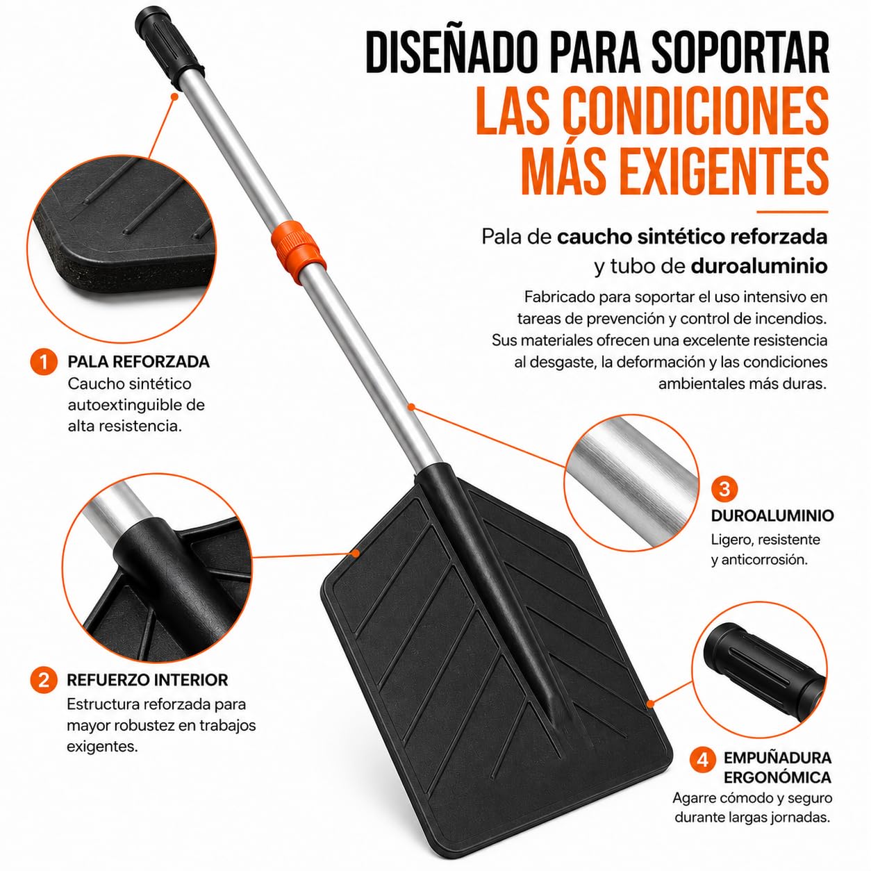 Batefuegos Forestal Extensible HUMPTI Guard Fire, Pala Apagafuegos, Batefuego Forestal Contra Incendios Forestales y Hogar, Alternativa a Extintor Para Casa y Coche, Bate Fuegos Kit Emergencia