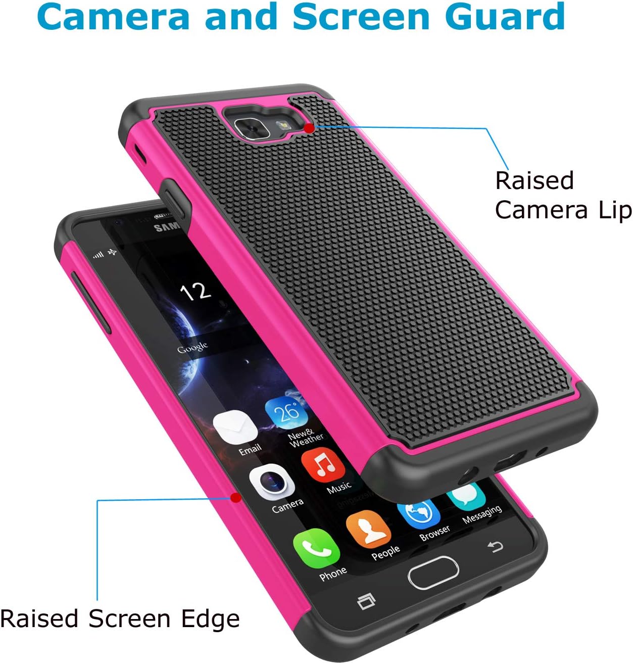 Takfox Galaxy J7 2017 Case, J7 Prime Case, J7 Sky Pro Case Protective Heavy Duty Shockproof Hard PC Back & Soft Silicone Dual Layer Armor Cover for Samsung Galaxy J7 2017/J7 Perx/J7V-Rose