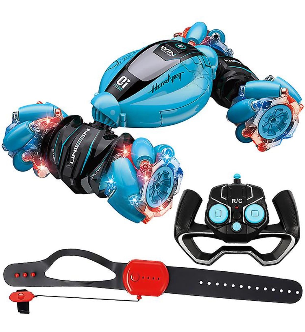 RC Stunt Car Remote Control Watch Gesture Sensor Deformable Electric Toy Cars All Terrain Speed 2.4GHz 4WD 360°Rotation Whirligig Off-road Vehicle Gift for Kids Boys Birthday