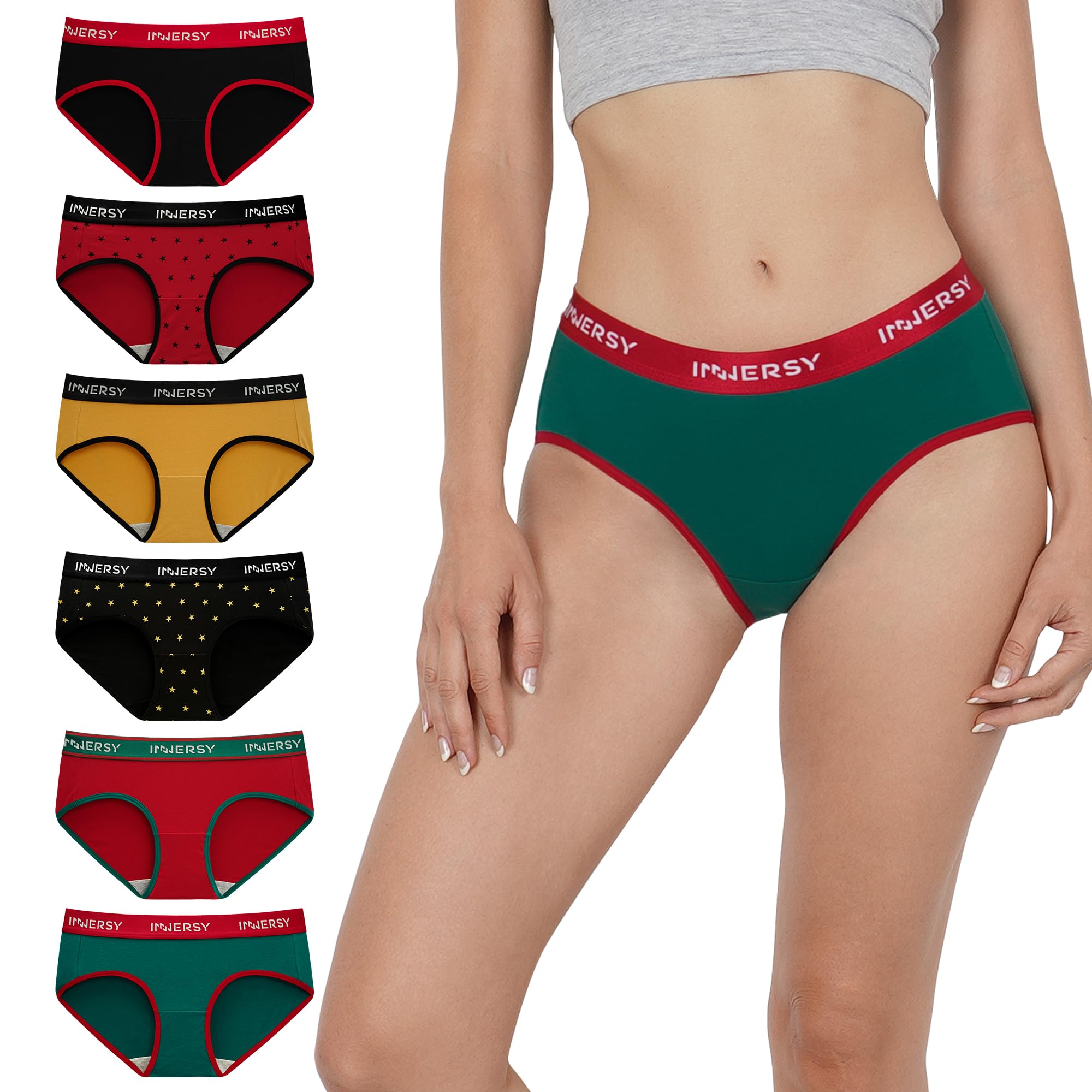 INNERSY Unterwäsche Damen Slip Bequeme Baumwollunterhosen Mehrpack Atmungsaktive Pantys 6er Pack