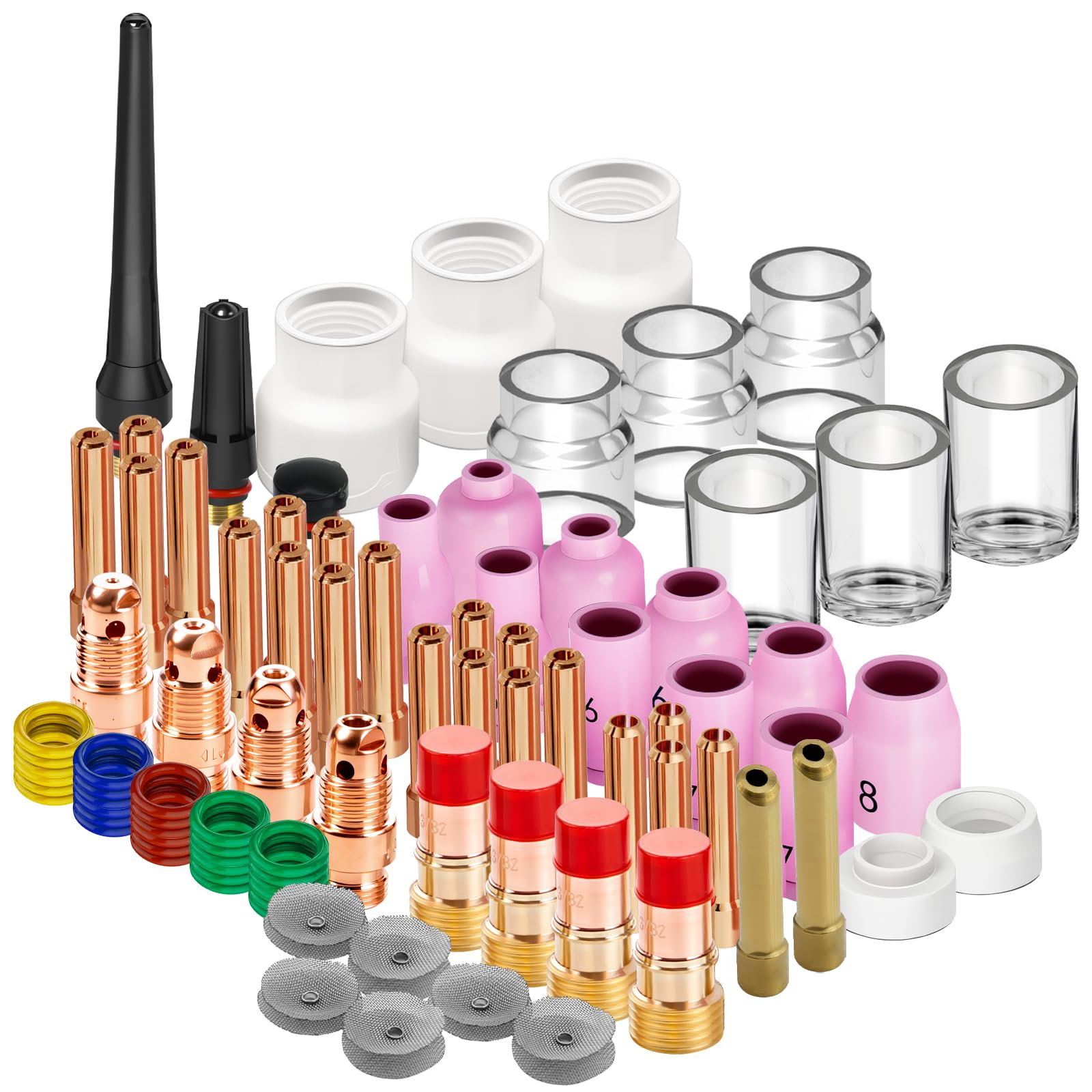 90PCS TIG Welding Torch Accessories Glass Cup Alumina Nozzle Stubby Gas Lens #12 Kit for TIG WP-17/18/26